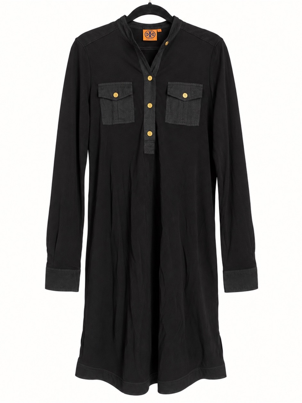 Tory Burch Black Gold Button Belted Dress Size L